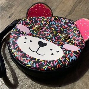 Betsey Johnson confetti bear wristlet